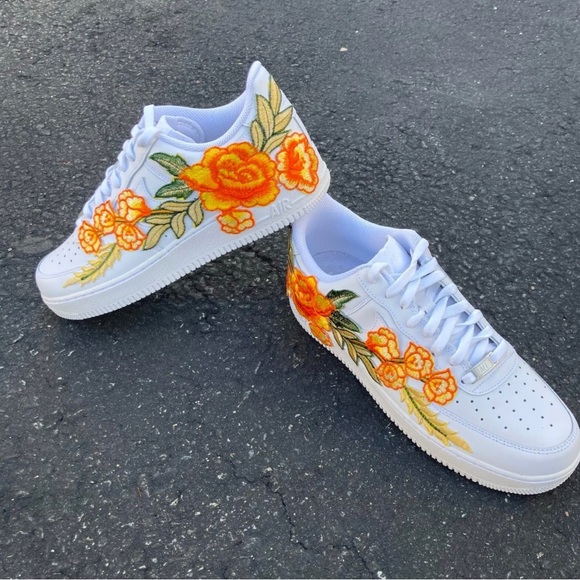 Nike orange flower Air Force 1s multiple sizes available - Picture 4 of 11